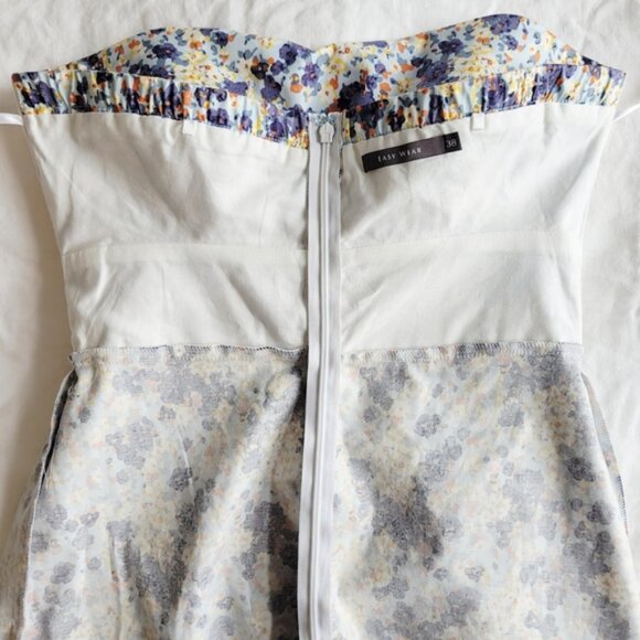 Easy Wear Floral Strapless Dress Blue Cotton EU 38 (Spain) S - Picture 9 of 10
